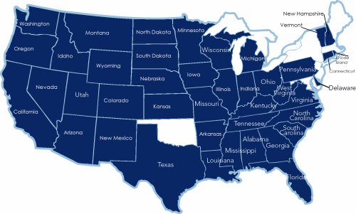 Ameris Bank mortgage partner states on map.
