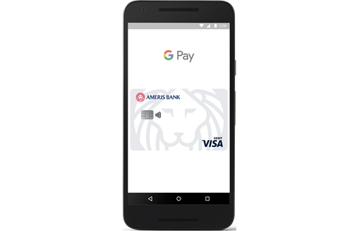 iPhone with Google Pay on screen.